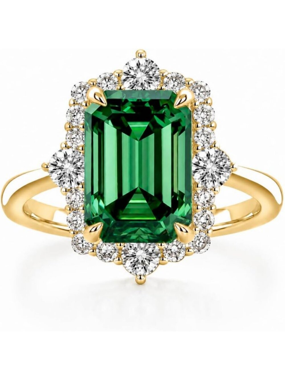 Stunning 3ct Emerald Cut Green Moissanite Solitaire Engagement Ring